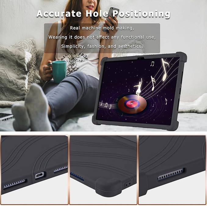 ATOOZ for Lenovo Idea Tab Plus Case 12.1 Inch 2025Black | Soft Silicone Shockproof Case for Lenovo Idea Tab Plus Tablet (TB361FU) with PC Bracket