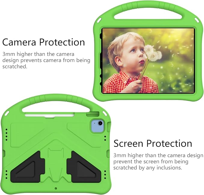 Dteck Kids Case for iPad 10.2 - Shockproof Rugged EVA Handle Stand Child Proof Case for iPad 9/8/7 Generation Black