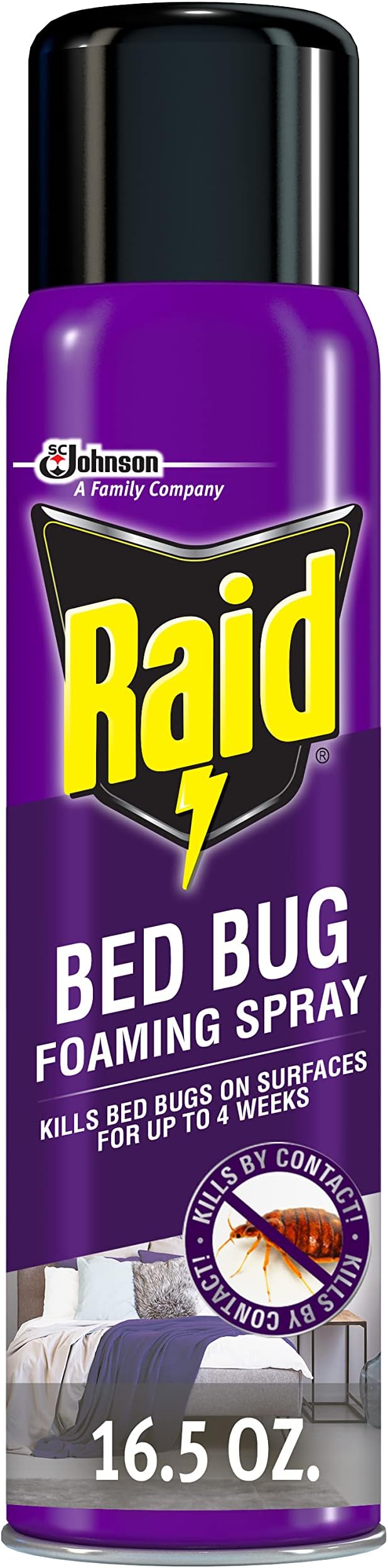 Raid Bed Bug Foaming Spray, Kills Bed Bugs and Their Eggs, for Indoor Use, Non-Staining, Keeps Killing for Weeks, 16.5 oz (Pack of 1)