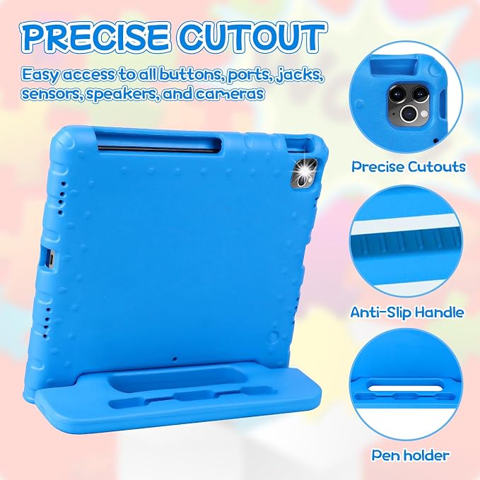 Case for iPad Pro 12.9 Case 2022/2021/2020/2018 with Pencil Holder &amp Hadle Stand Super Protection Kids Proof Cover for iPad Pro 12.9 inch 3rd/4th/5th/6th Generation Black