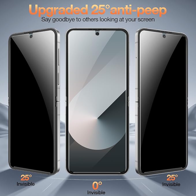for Samsung Galaxy Z Flip 7 Privacy Screen Protector 3 Pack Internal Anti-Spy TPU Film + 2 Pack Outer Privacy Glass Screen Protector Anti-Scratch Touch Sensitive No Bubbles Case Friendly