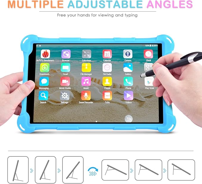 DETUOSI Silicone Case Compatible with Samsung Galaxy Tab A 8.0 2019 Without S Pen Model (SM-T290/T295/T297) Lightweight Protective Cover with Strap for Galaxy Tab A Case 8.0 2019 Dazzling Pink