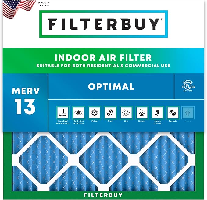 Filterbuy 23.5x23.5x1 Air Filter MERV 13 Optimal Smoke & Allergy Defense