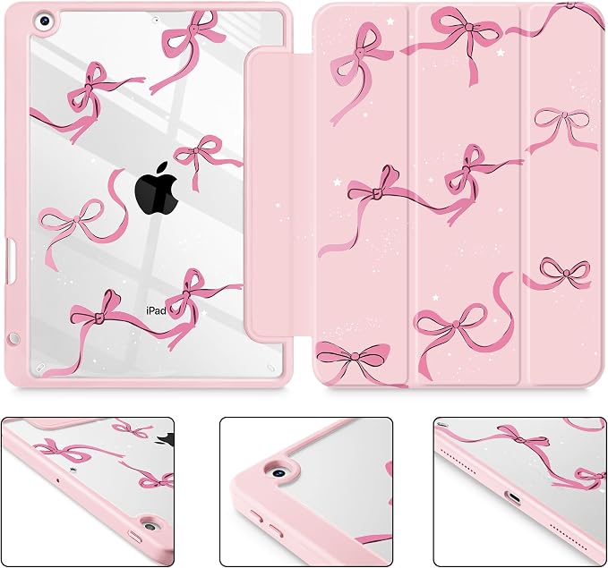 May Chen for iPad 9th Generation with Pencil Holder iPad 8th/7th Gen Case 10.2-inch [Penceil Holder] Trifold Stand Auto Wake/Sleep Clear TPU Protection Back Cover Ballet Shoes