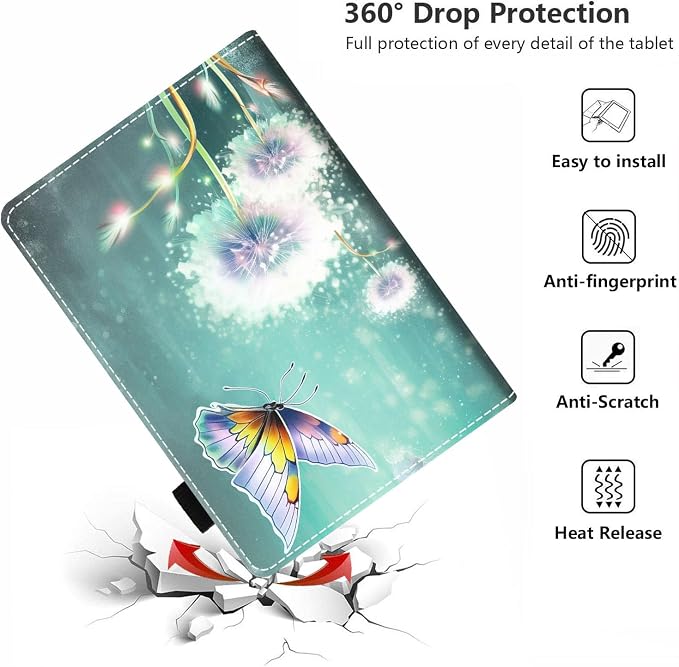 Case for Amazon Kindle Fire HD 10 Tablet 10.1 (9th/7th Generation 2019/2017 Release) - PU Leather Folio Case with Smart Auto Wake/Sleep African American Girl