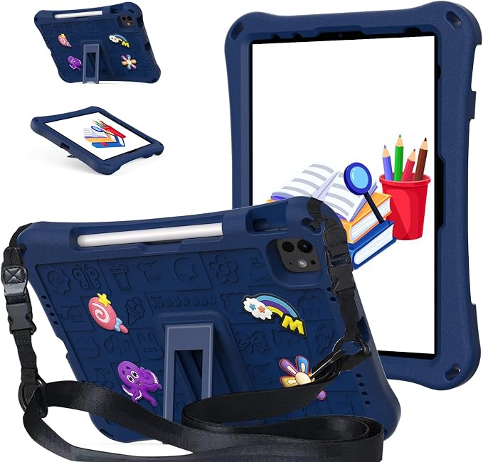 Case for iPad 10.2 Inch 2021/2020/2019/ iPad Pro 10.5 Inch/Air 3rd Gen (2019) Shoulder Strap Kickstand Children Friendly Anti-Scratch Shockproof Case Lightpurple
