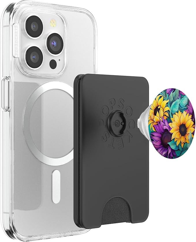 Teal Purple Sunflower Pastel Floral PopSockets Adhesive PopGrip