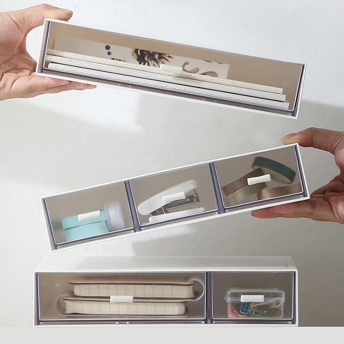 Desk Organizer with 6 Drawers, Makeup Organizer, Plastic Cosmetic Organizer, Bathroom Organization Boxes, Desktop Storage Box(White)