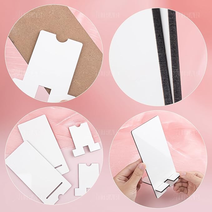 AUEAR 9 Pack Sublimation Double Side Wood Cell Phone Holder Heat Transfer Stand for Desktop