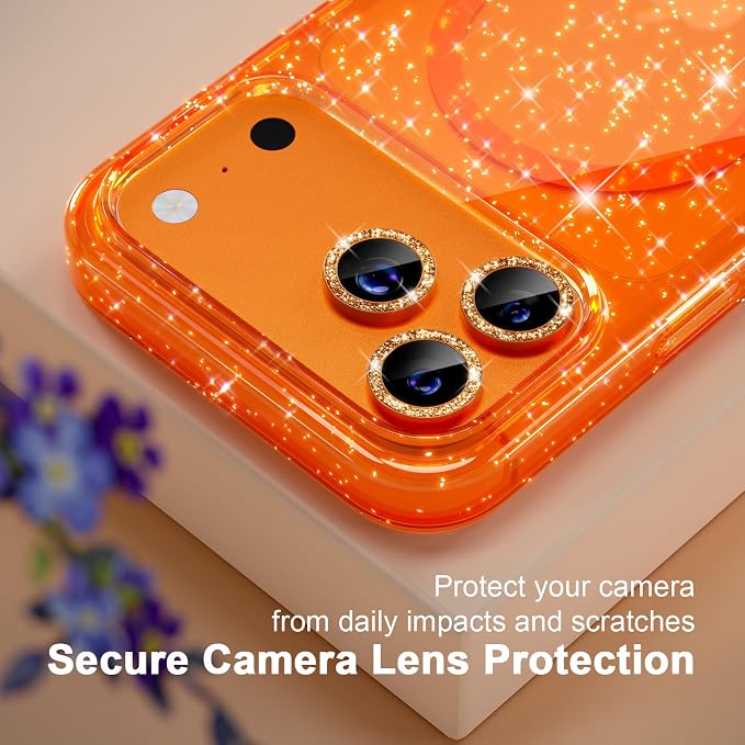 Choiche for iPhone 15 Pro Max Case Compatible with MagSafe Glitter Black | Women Girly Cute Glitter Sparkly Magnetic Phone Case with Diamond Camera Lens Protectors Military-Grade Drop Protection 6.7