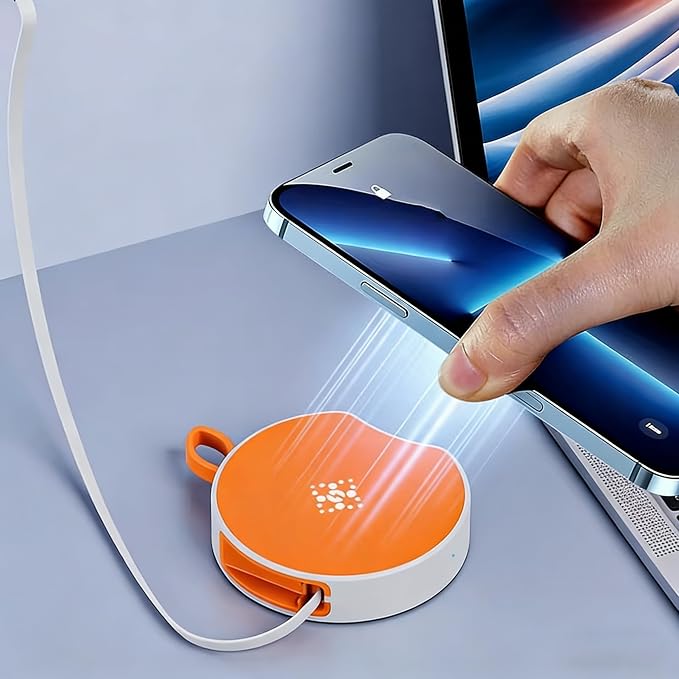 15W Creative Wireless Charger with Hidden Extension Cable for Easy PortabilityOrange