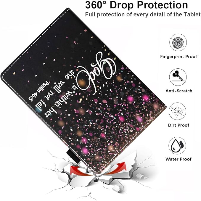 Case for All-New Amazon Fire HD 10 &amp 10 Plus Tablet 10.1 (13th/11th Generation 2023/2021 Release) - Slim PU Leather Folio Smart Cover with Auto Wake/Sleep Bible Verse Psalm 46:5