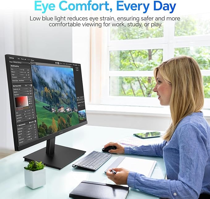 KOORUI 24 Inch 144Hz IPS Computer Monitor Full HD 1920 x 1080p Ultra-Slim Display with HDMI VGA, Adaptive Sync, 99% SRGB, VESA 100x100mm, Eye Care, Tilt, Black, E2411K