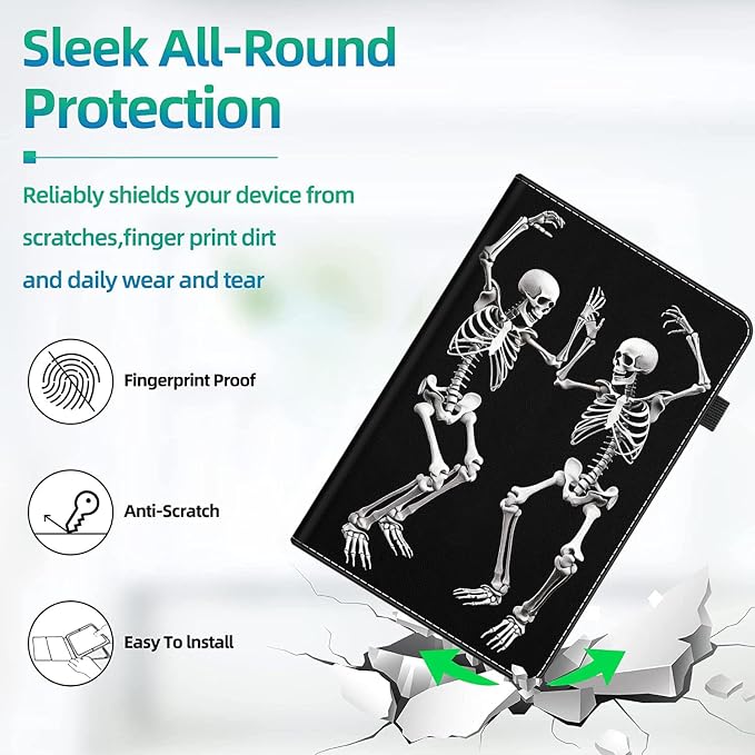 Case Cover for Amazon All-New Kindle Fire 7 Tablet (2022 Release-12th Generation) Latest Model 7 Slim Folding Stand Cover with Auto Wake/Sleep Dancing Skeleton in Mexican Costume