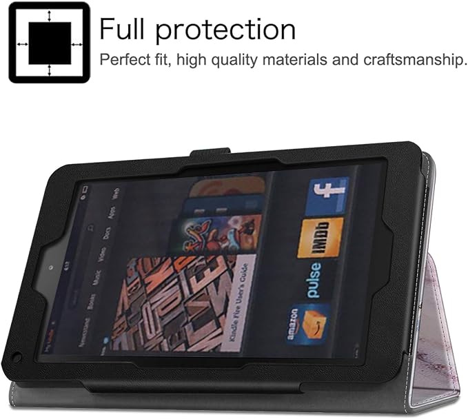 Fintie Folio Case for Kindle Fire 7 1st Gen 2011 Black | Slim Fit PU Leather Foldable Viewing Stand Cover with Stylus Holder and Magnetic Closure