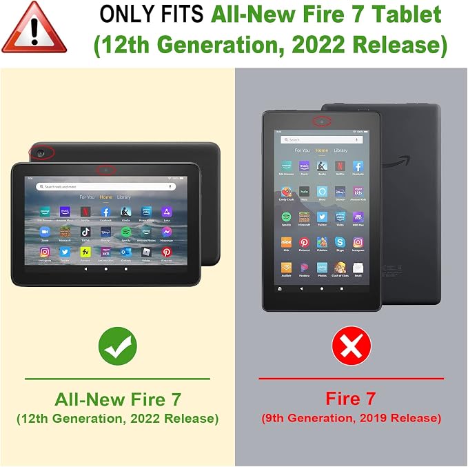 Fintie Hybrid Slim Case for Fire 7 12th Generation 2022 Black | Shockproof Clear Back Shell With Flexible TPU Bumper Soft Microfiber Lining Magnetic Closure Auto Sleep/Wake