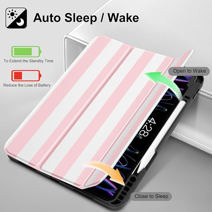 Tuiklol for iPad Pro 11 Inch 4th / 3rd / 2nd / 1st Gen Case 2022 2021 2020 | 2018 Build-in Pencil Holder with Stand TPU Back Cover &amp Trifold Stand &amp Auto Wake/Sleep Tablet Case Black Cat