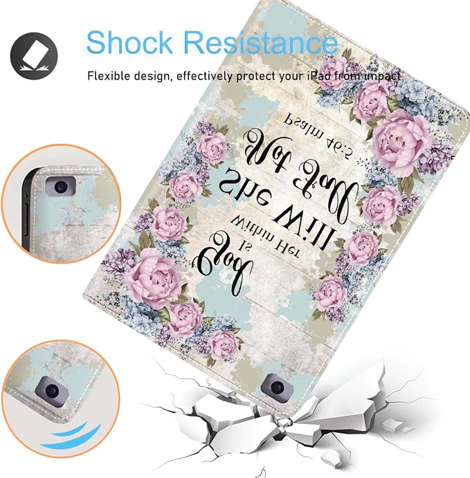 for iPad mini 5/4 Case iPad mini 1/2/3 Case Adjustable Stand Shockproof Protective Cover with Automatic Wake-up/Sleep Function Suitable for iPad mini 5th/4th Gen 7.9 inch - Bible Phil 4-13 Floral