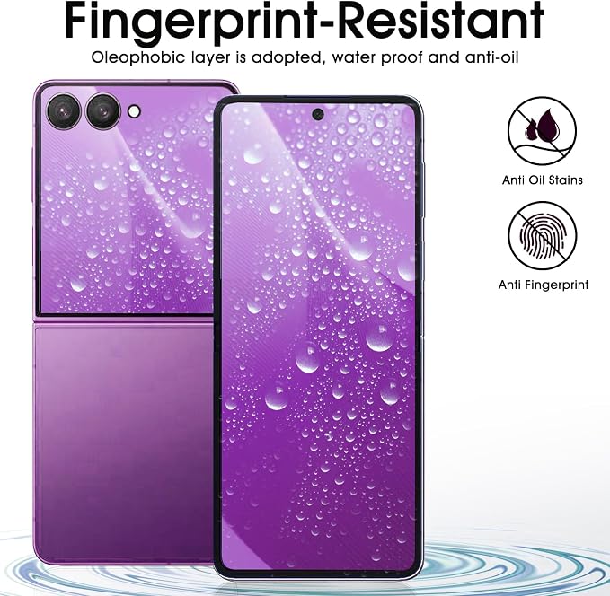 2 Sets Privacy Screen Protector for Samsung Galaxy Z Flip 5 6.7 | Inside Flexible TPU Hydrogel Film + Front Anti-Spy Tempered Glass Screen Protector Anti Scratch Self-Healing Case Friendly