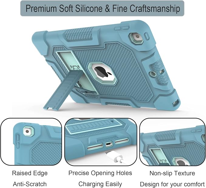 TIMISM Case for iPad 9th/8th/7th Generation(2021/2020/2019) Heavy Duty Military Grade Shockproof Rugged Protective 10.2 Cover with Built-in Stand for iPad 9 8 7 Gen Black+Green