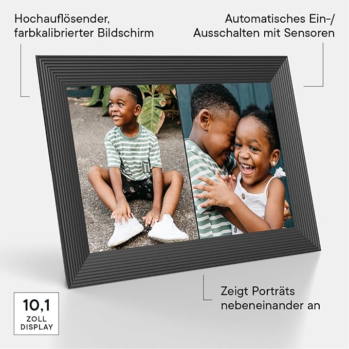 Aura Carver HD WiFi Digital Picture Frame, 10.1”, Add Photos with Aura App, Free Unlimited Storage - Wirecutter’s Pick for Best Digital Photo Frame 2022 - Gravel