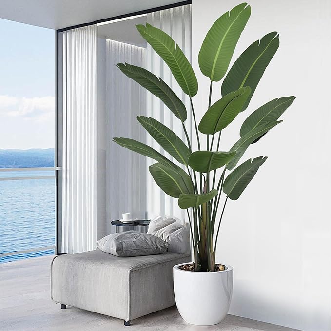 6FT Artificial Bird of Paradise Plant (72in) Tall Faux Tree with Realistic 13 Leaves, Fake Tropical Floor Potted Artificial Plants for Home Office Living Room Indoor Decor (6feet,1Pack)
