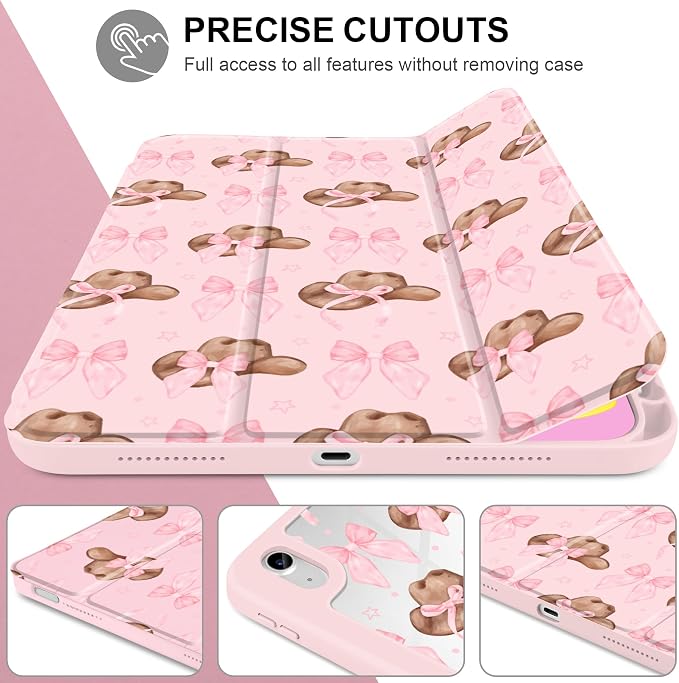 Case for iPad (A16) 11th Generation 11 inch 2025 /iPad 10th Gen 10.9 2022 - Aesthetic Cute Preppy Design Trifold Cover with Soft TPU Bumper Clear Back Auto Sleep/Wake Waves