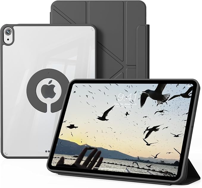 Clear Case for iPad A16 11th/10th Generation 2025/2022 Black | 360° Rotating Magnetic Detachable ipad a16 Case Clear with Pencil Holder Auto Wake/Sleep for ipad 11 inch a16 case