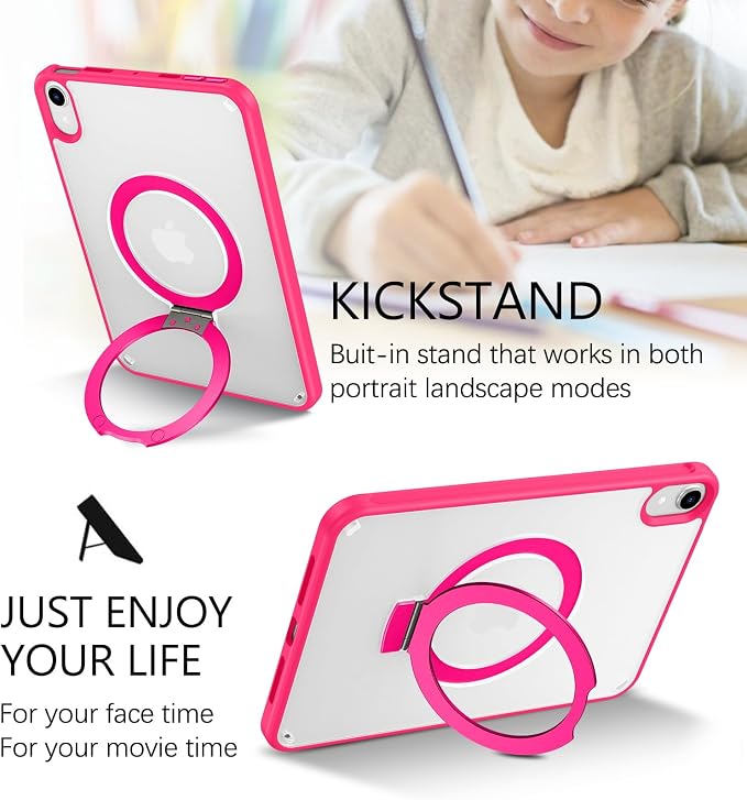 GUAGUA for iPad Mini 7 Case 2024 (A17 Pro) iPad Mini 7th/6th Generation Case with Stand(2024/2021) 8.3'' Translucent Matte Back Slim Shockproof Protective Kickstand Case for iPad Mini 7th/ 6th Black