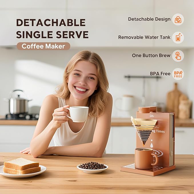 i Cafilas Portable Detachable One Cup Coffee Maker,Automatic Pour Over Coffee Maker, Portable Drip Coffee Maker with Reusable Filter for Home,Office,Hotel,Traveling or Business Trip,300ml,10oz