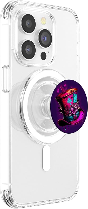 We're All Mad Here Pink Steampunk Alice in Wonderland Hat PopSockets Adhesive PopGrip