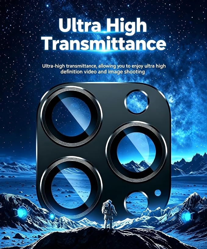 [2 Pack] Compatible for iPhone 13 Pro/iPhone 13 Pro Max Camera Lens Protector Metal Plus Tempered Glass Camera Cover Oneness Design Ultra Clear Anti-Explosion Black+Black