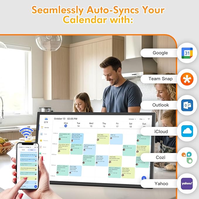 32" Smart Digital Frame Calendar-for-Family-Planner - Electronic Calendar for Business Chore Chart, Touchscreen Display for Family Schedules, Auto-Sync Google iCloud Outlook Calendars for Mom Dad
