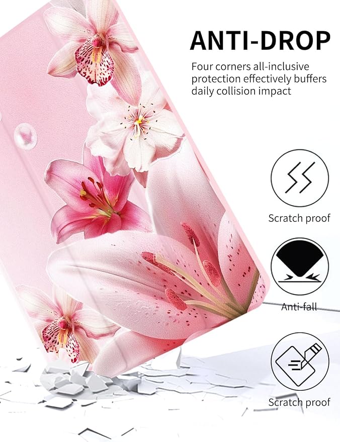 Case for iPad 9th/ 8th/ 7th Generation Case 10.2&amp10.5 Inch (2021/2020/2019 Release) Slim Lightweight Soft Trifold Back Cover with Pencil Holder &amp Auto Sleep/Wake Cover Cherries Cheetah Bows