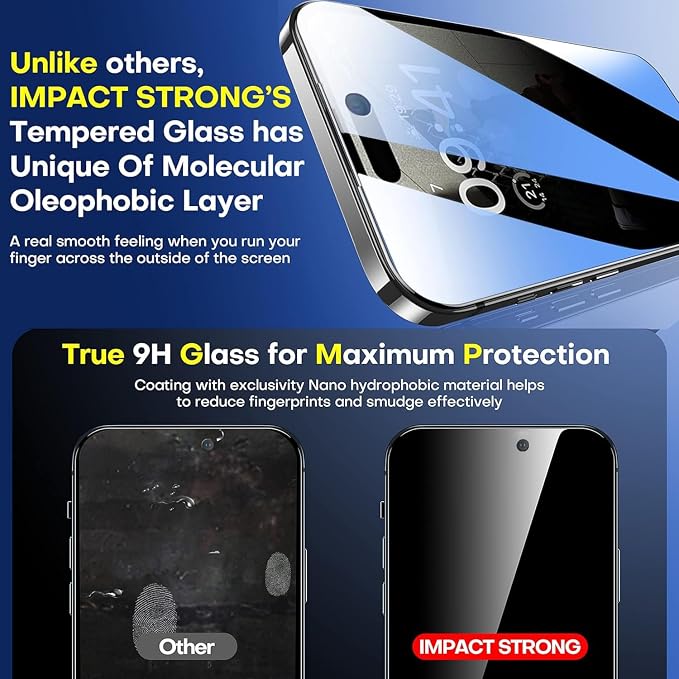 ImpactStrong Anti-Spy Privacy Screen Protector for iPhone 11 / iPhone XR (6.1-Inch) 9H Tempered Glass Shatter-Resistant Anti-Scratch Easy Install Kit Case Friendly 2-Pack