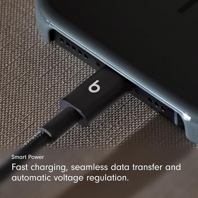 Beats 240W USB-C to USB-C Braided Cable Fast Charging Durable/Tangle Free Compatible with Apple and Android Devices (3 m/10 ft) – Bolt Black