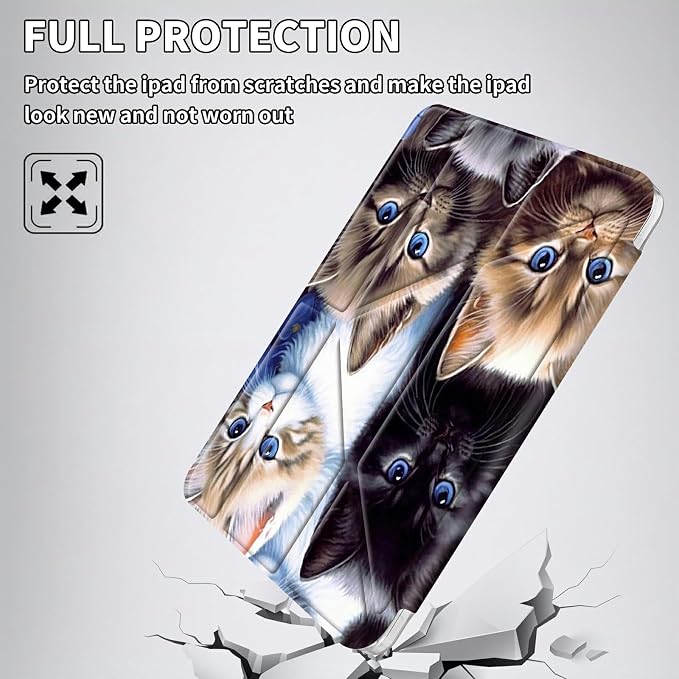 for iPad 10.2 &amp 10.5/iPad 9th/8th/7th Generation 10.2 2021 2020 2019 Case Mutil Angles Folding Y-Shaped Stand Cover with Pencil Holder Auto Wake/SleepAmerican Flag and Cow