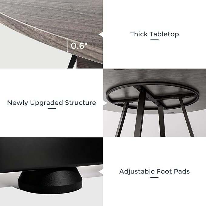 47" Round Dining Table for 4, Kitchen Dining Table with Storage, Wood Circle Dinner Table, Space Saving Dining Room Furniture for Kitchen, Living Room