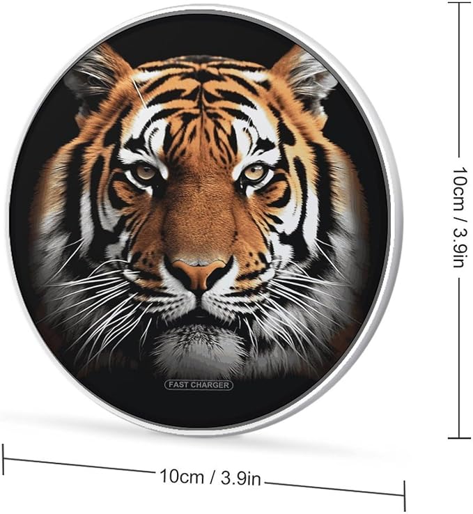 Tiger Face Wireless Charger 10W Fast Charging Pad Anti-Slip Qi Certified Wireless Charging Pad Charging Station Portable Phone Charger for All Wireless Charging Smartphone