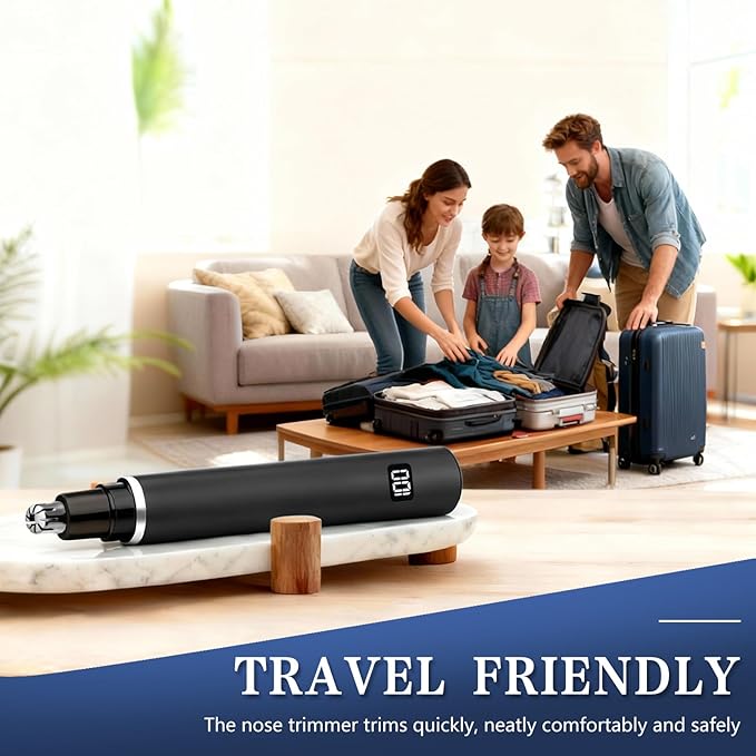 VNTGSHAVER Nose Hair Trimmer, Rechargeable Cordless Painless Ear Eyebrow Trimming Tool Dual Edge Blades Razor Easy Cleansing with LED Light for Man Woman, IPX7 Waterproof, for Nose, Ear, Eyebrows