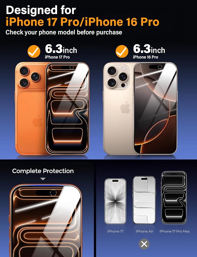 X-level 2 Pack for iPhone 17 Screen Protector with Alignment Frame Anti-Scratch Case FriendlyEasy InstallationTempered Glass Transparent HD for iPhone 17 6.3 Clear Film