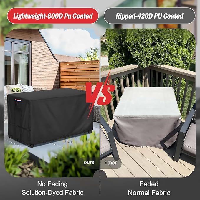 Youlvy Fire Pit Cover Rectangular- Waterproof Outdoor Fire Table Cover Rectangle Heavy Duty, 600D Patio Propane Gas Firepit Cover Rectangular Tear Weather Resistant - Custom Size