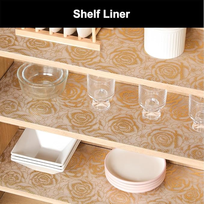 Cooyes Shelf Liner – Premium Non-Adhesive Cabinet & Drawer Liner for Kitchen – Waterproof Shelf Paper with Modern Pattern – Durable EVA Cabinet Mat – Easy to Cut （12" W x 360" L）