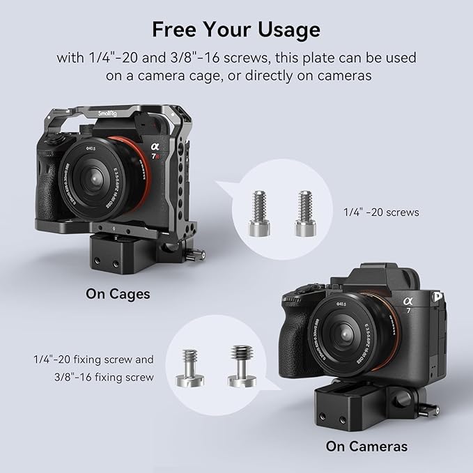 SMALLRIG Camera Base Plate with 15mm LWS Rod Rail Clamp, Baseplate for Sony A6500 A6600 A6300, for Canon R5 R6, for Sony A7SIII / A7III, Both for Cameras & Cages