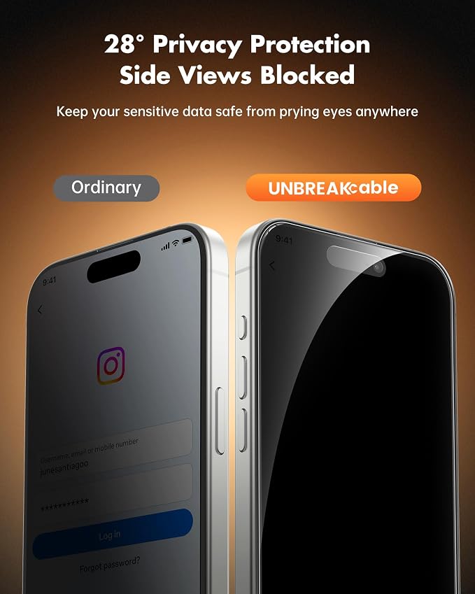 UNBREAKcable 2 Pack Privacy Screen Protector for iPhone 11 Pro Max/Xs Max Shatterproof Tempered Glass [True 28°Anti Spy] [9H Hardness] [Easy Installation] Protector for Apple 6.5