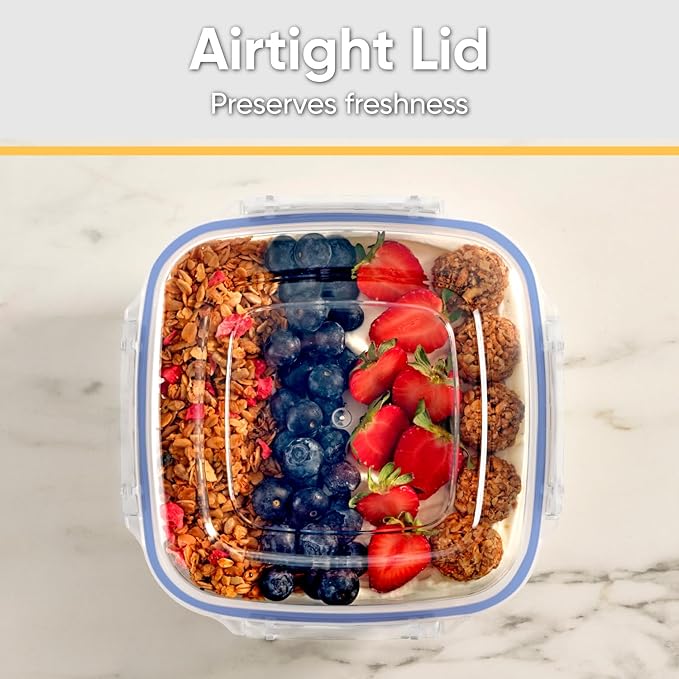 Superio Plastic Food Storage Containers with airtight Lid for Pantry, Fridge- BPA Free, Leakproof Sealed Container- Microwave, Dishwasher and Freezer Safe, Clear (20 Cup)