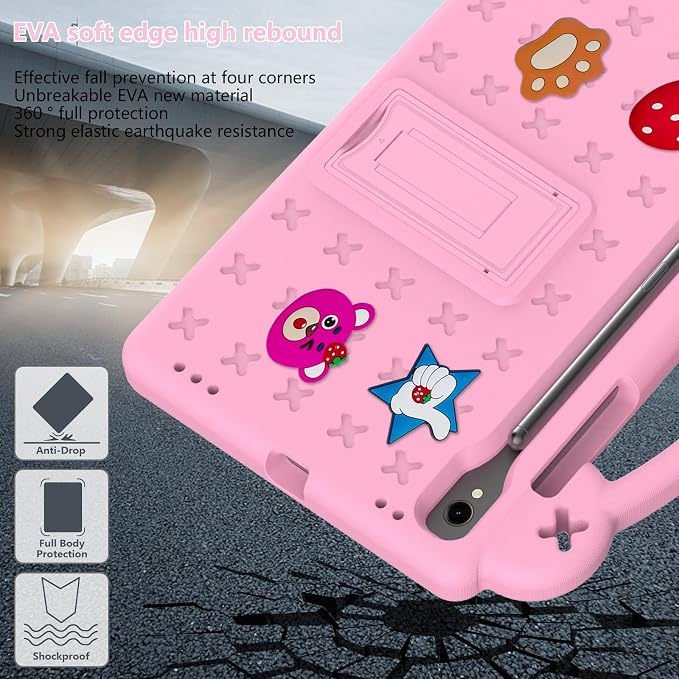 YRH Case for Samsung Galaxy Tab S10 Lite/Tab S10 FE/S9 FE 10.9'' with Handle Stand Kids EVA Shockproof Cover Blue