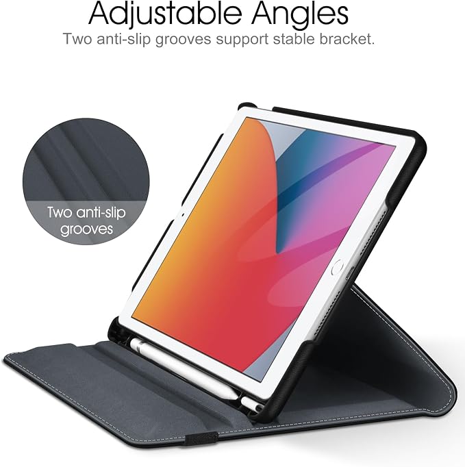 Fintie 360° Rotating Case for iPad 9th / 8th / 7th Generation 10.2 Inch | Swivel Stand Portrait &amp Landscape Viewing Shockproof Cover with Pencil Holder Auto Wake/Sleep Aqua Wave