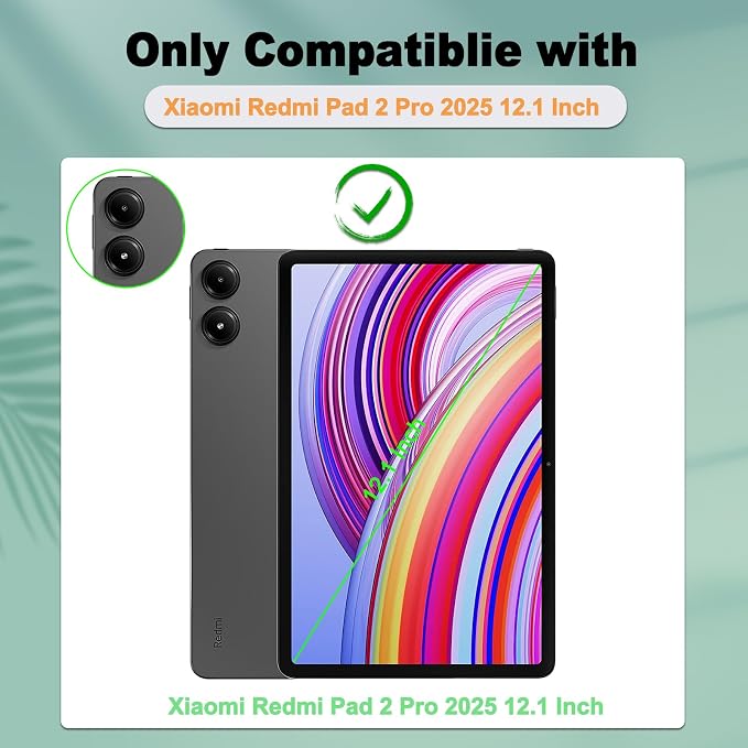 Caweet Case for Xiaomi Redmi Pad 2 PRO 12.1 Inch 2025 Released Lightweight Hard Back Shell Tri-Fold Stand Cover with Auto Sleep/Wake Almond Blossom