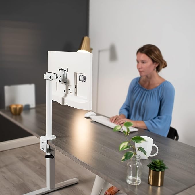 VIVO Steel Universal Bracket Pole Mount with Removable 75mm and 100mm VESA Plate, Fits up to 30 inch Screens, White, MOUNT-POLE01W